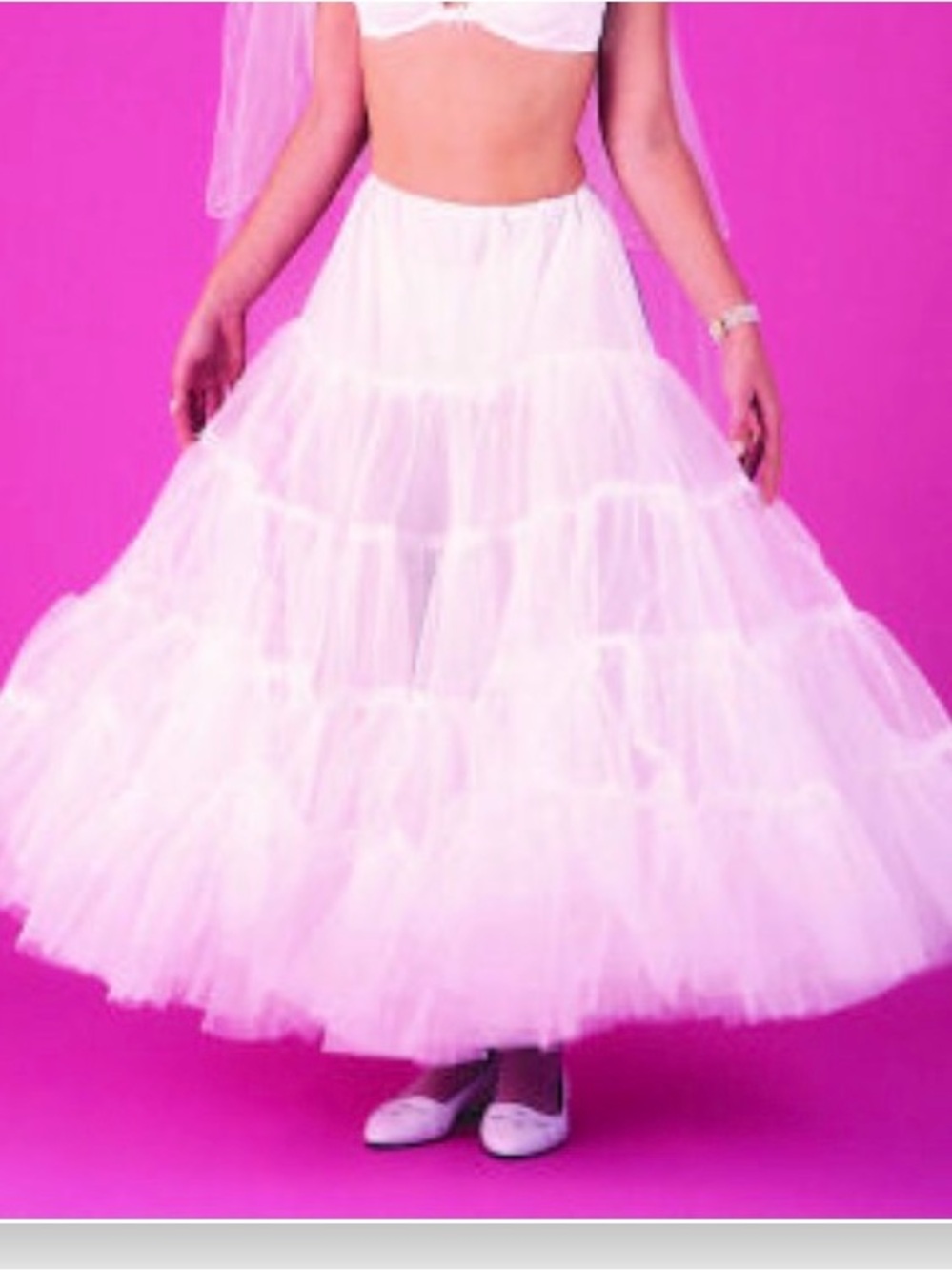 Love Two Slips Drawstring Waist-4 Tier Tulle Ruffling skirt/petticoat full nwot